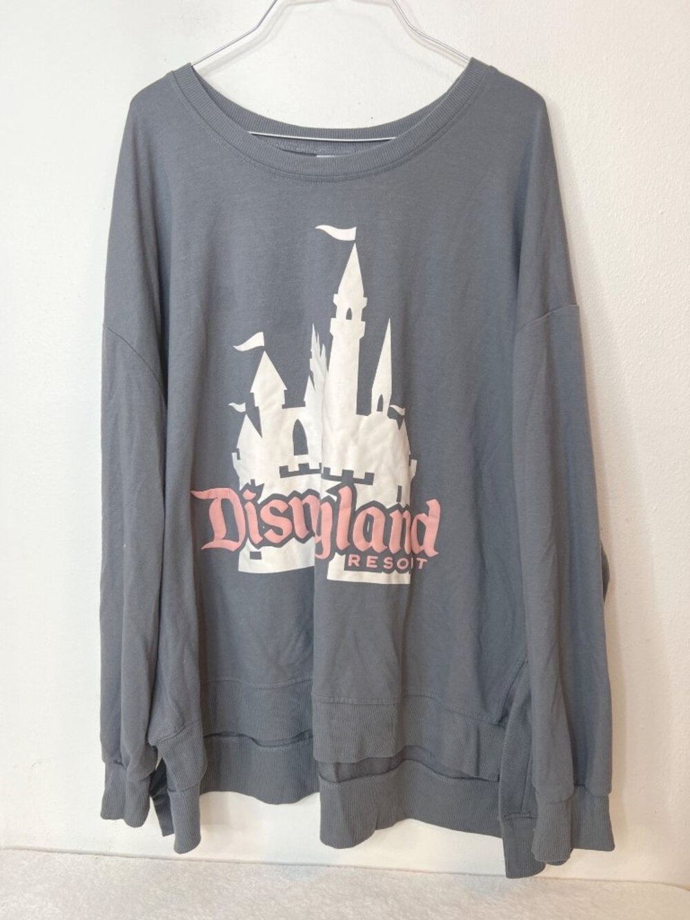 Disney 2X Plus size Sweatshirt Gray White Castle Spellout Soft Cozy Merch
